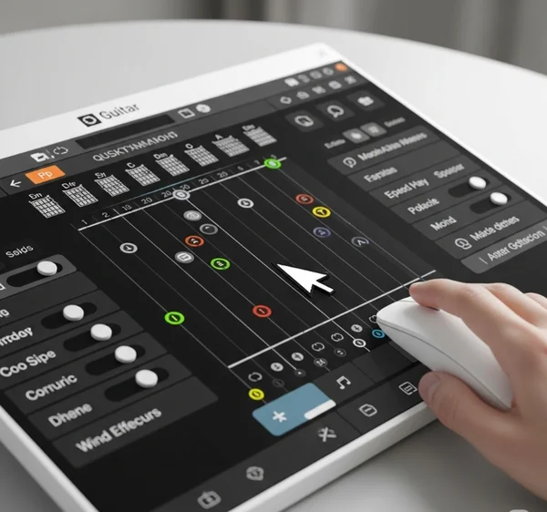 Virtual guitar interface for songwriting experimentation