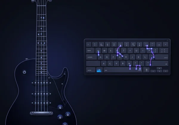 Interfaz de guitarra virtual con mapeo de teclas del teclado