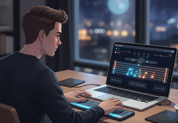 가상 플랫폼에서 기타 연습하는 사람