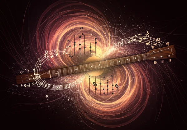 Abstract representation of diverse guitar chords and music harmony