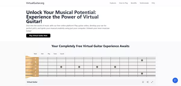 Virtuelle Gitarrenplattform-Oberfläche mit Griffbrett